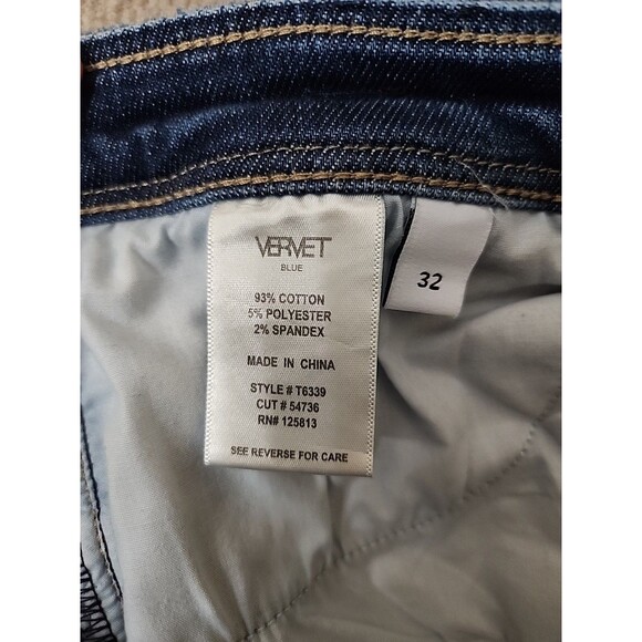 Vervet Cropped Jeans Womens 32 Blue Straight Leg Distressed Stretch - Picture 7 of 8